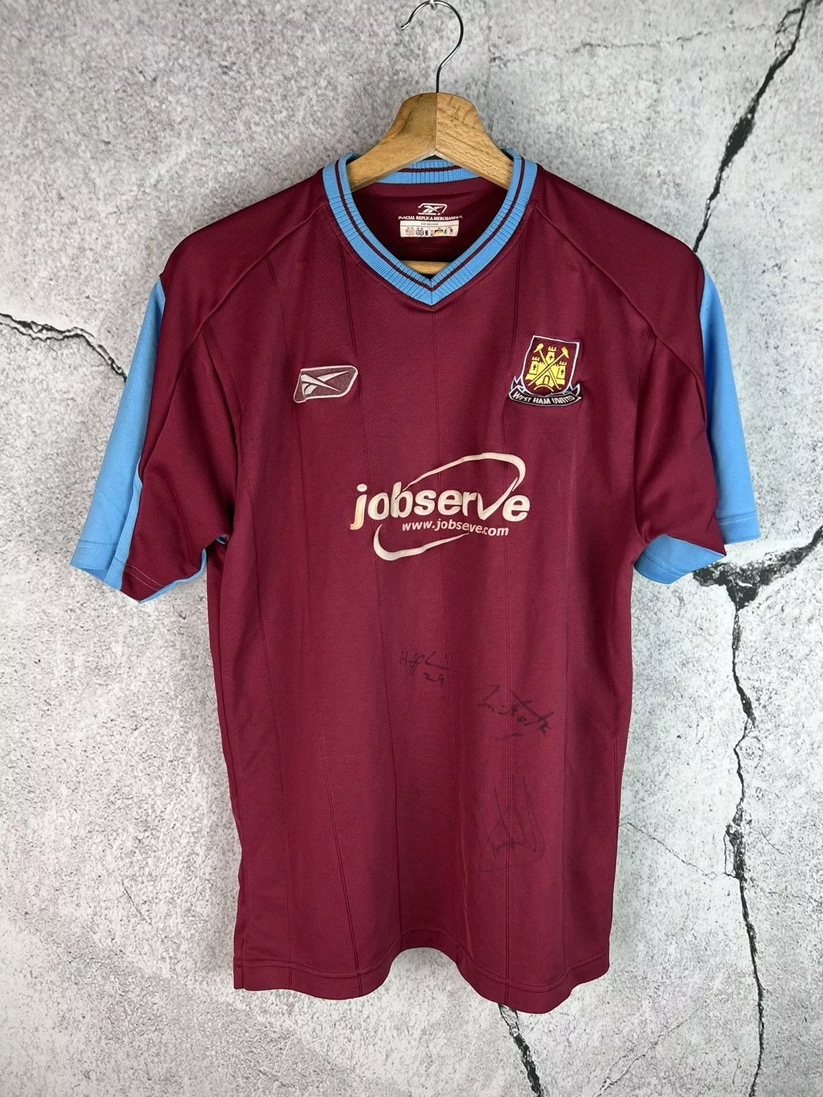 Reebok Jerseys Reebok × Vintage Reebok West Ham United autograph soccer football jersey Red