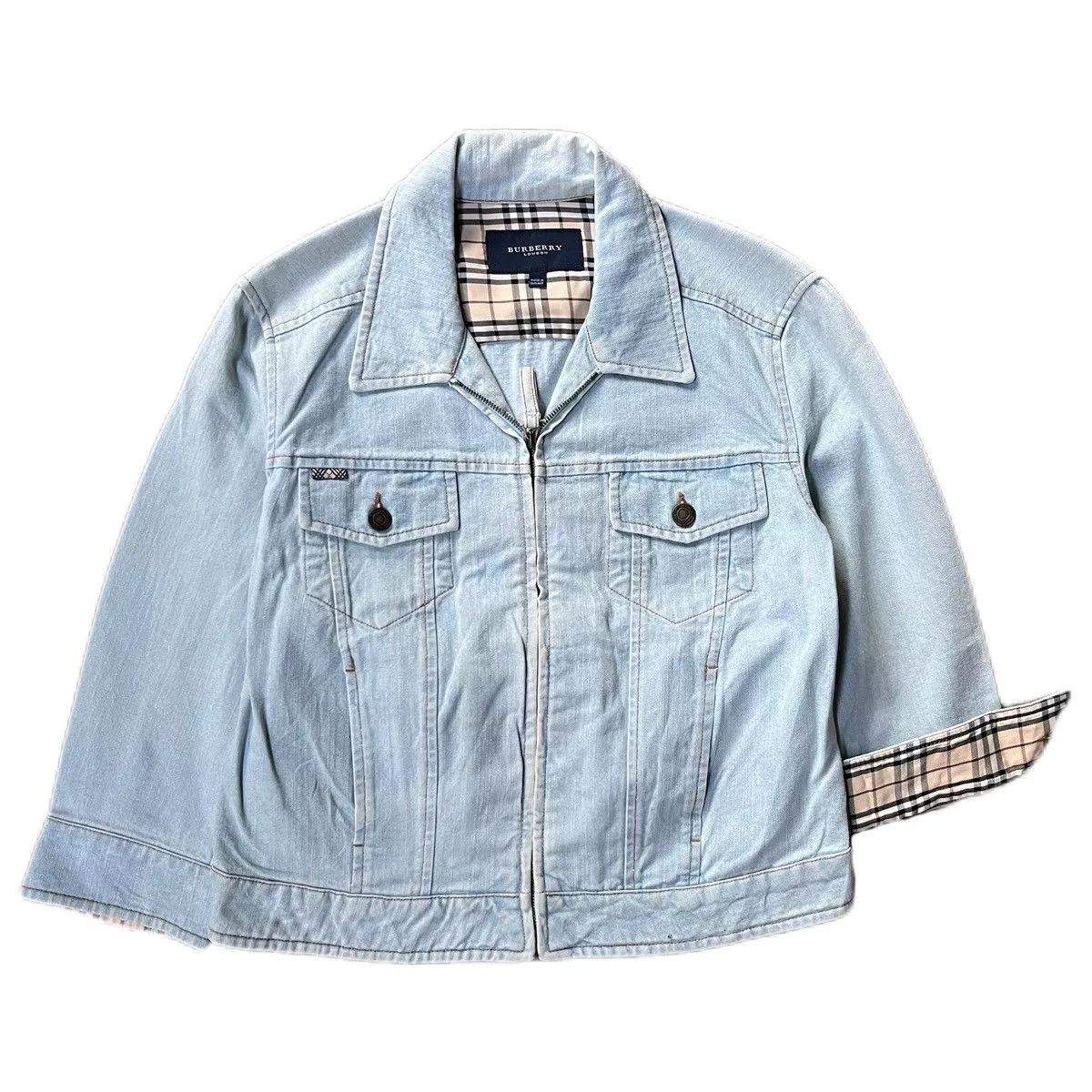 Burberry Jackets Burberry trucker rare checked pattern jacket Blue