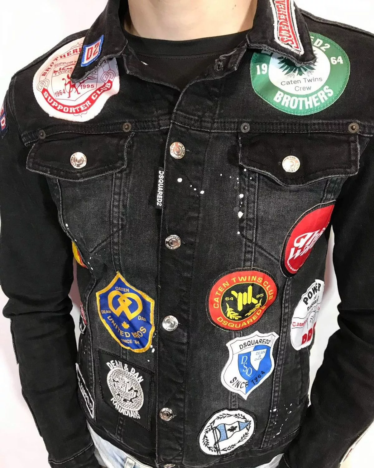 Dsquared2 Denim Jackets Dsquared2 made in Italy denim jacket with patch patches Black