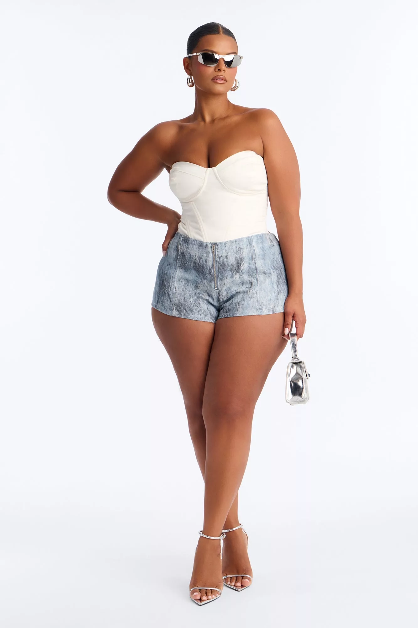 Cassie Twill Micro Short - Blue/combo