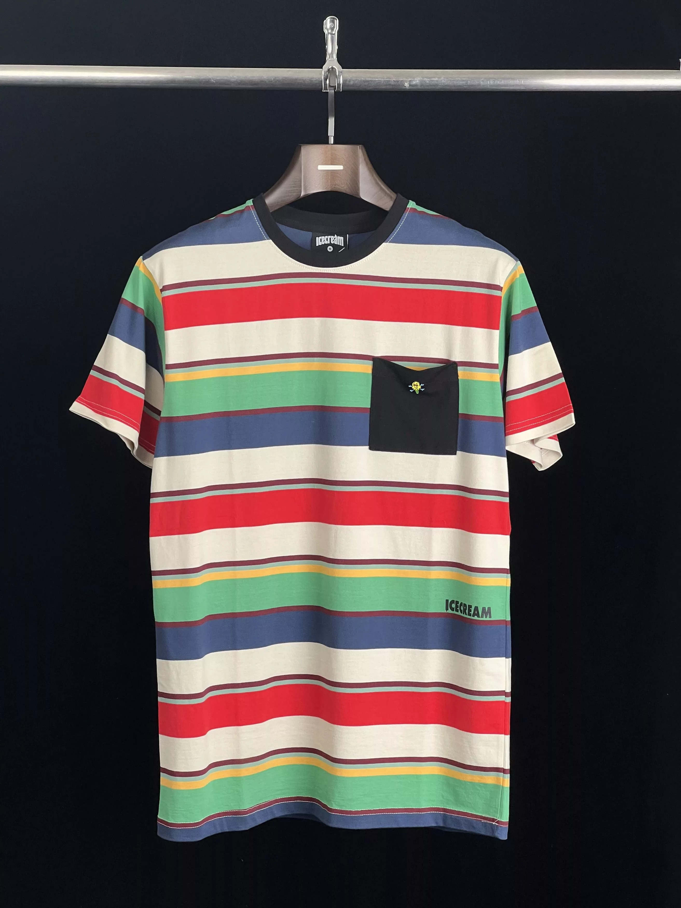 Icecream Short Sleeve T Shirts Icecream Brand New* Striped Tee Multi-Color with Logo Pin