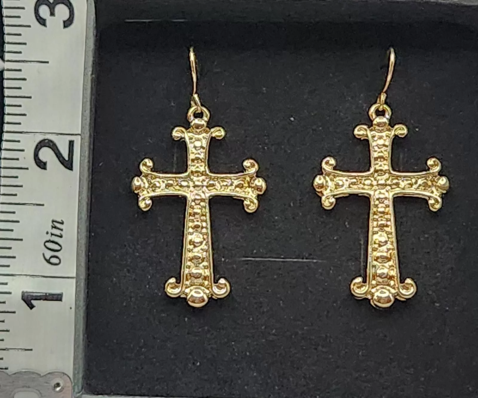 Designer Earrings Designer NWT Gold Tone Cross Dangle Earrings by Raphael