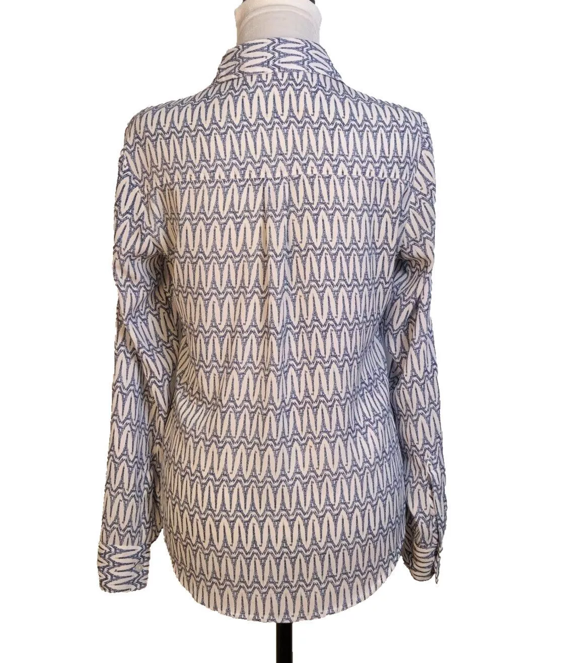 Express Blouses Express Portofino Size XS Blouse Eifel Tower Roll Tab Sleeve White