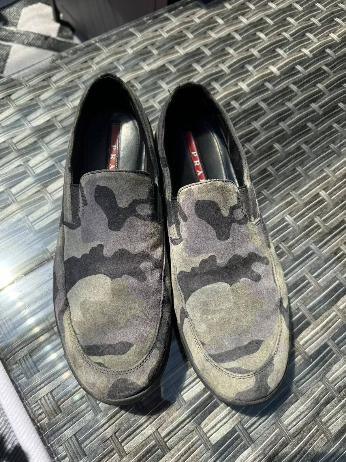 Prada Slip Ons Prada Suede Camo Slip-ons Green