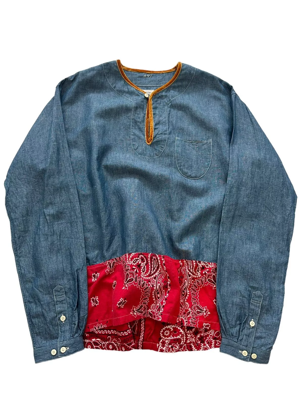 Visvim Shirts Button Ups Visvim Sz2 Silk SS Bandana Border P.O. Tunic Red