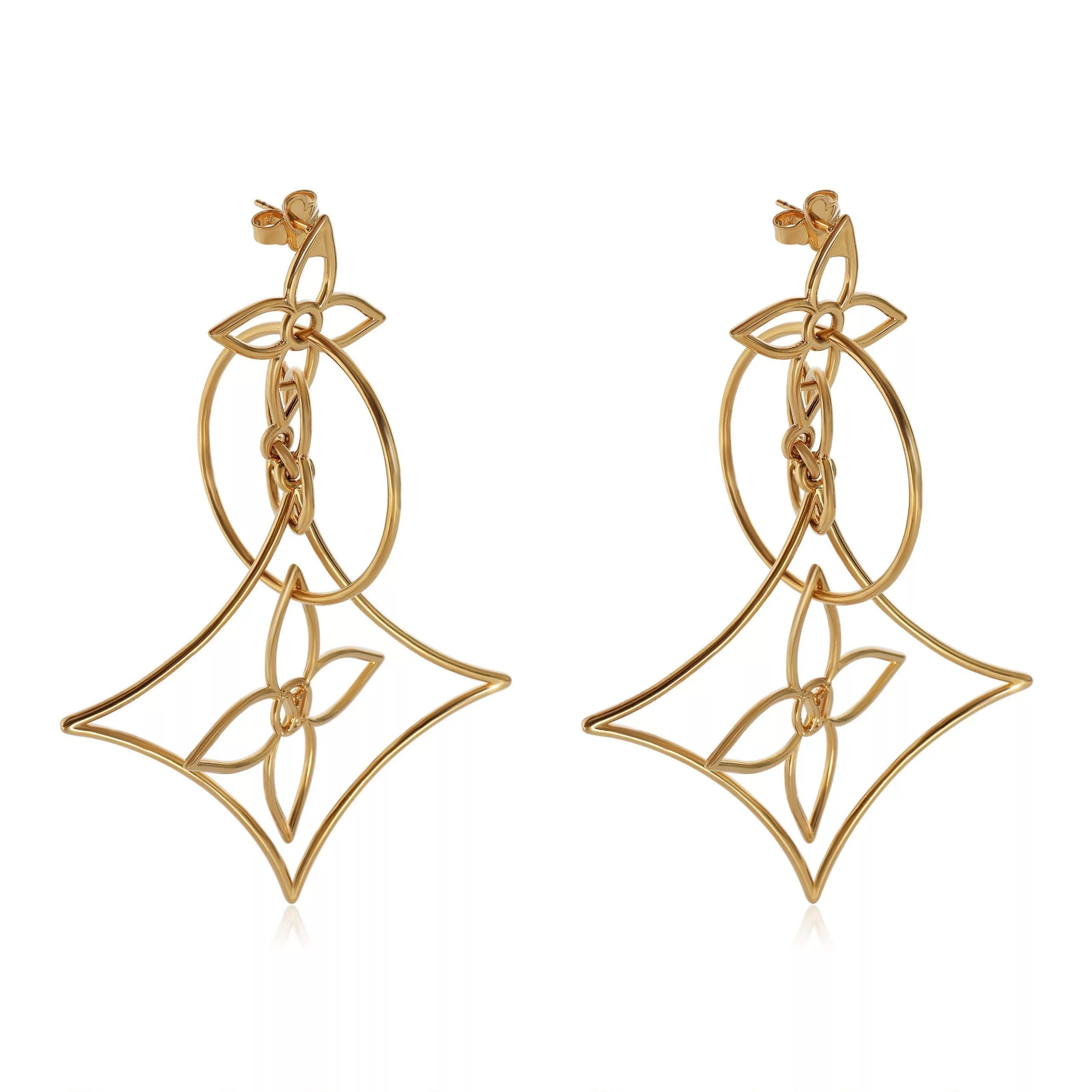 Louis Vuitton Rings Louis Vuitton Twiggy Long Gold Plated Earrings Yellow