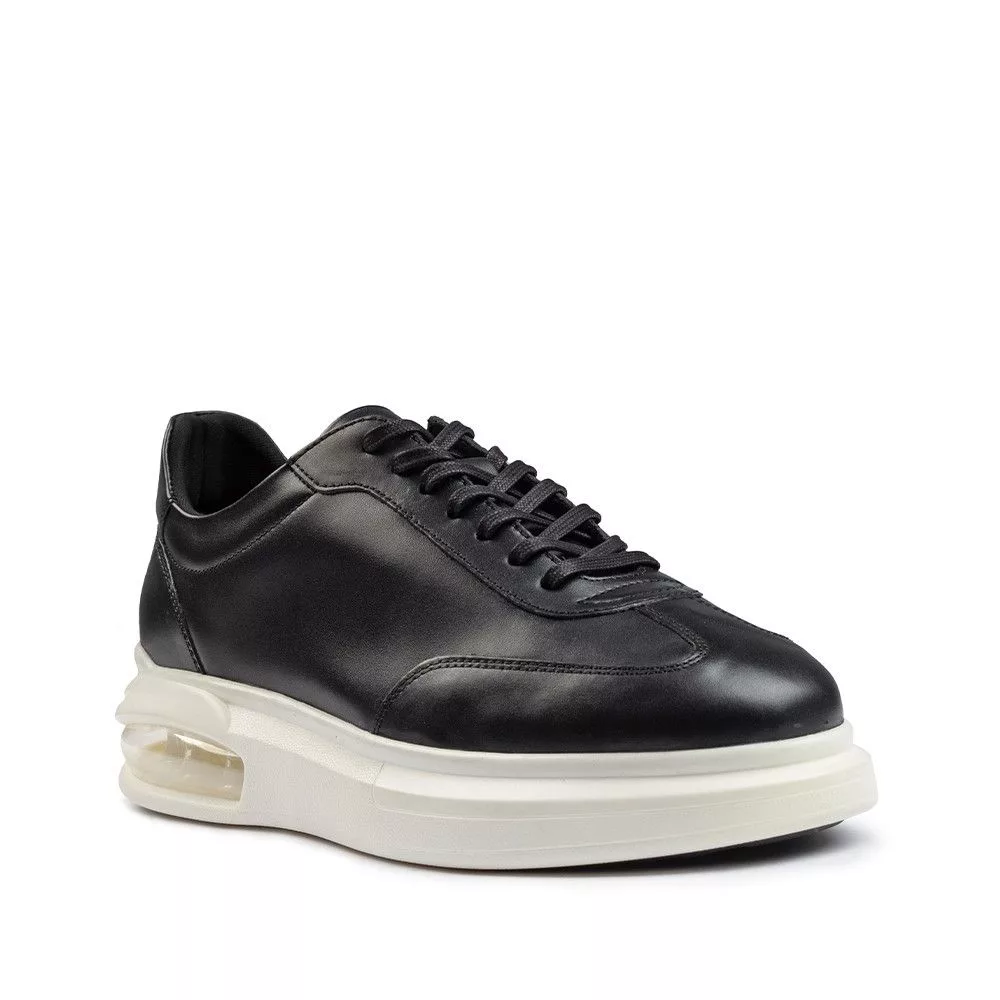 Leather Casual Leather Shoes Titan Black White Leather Sneakers Gray
