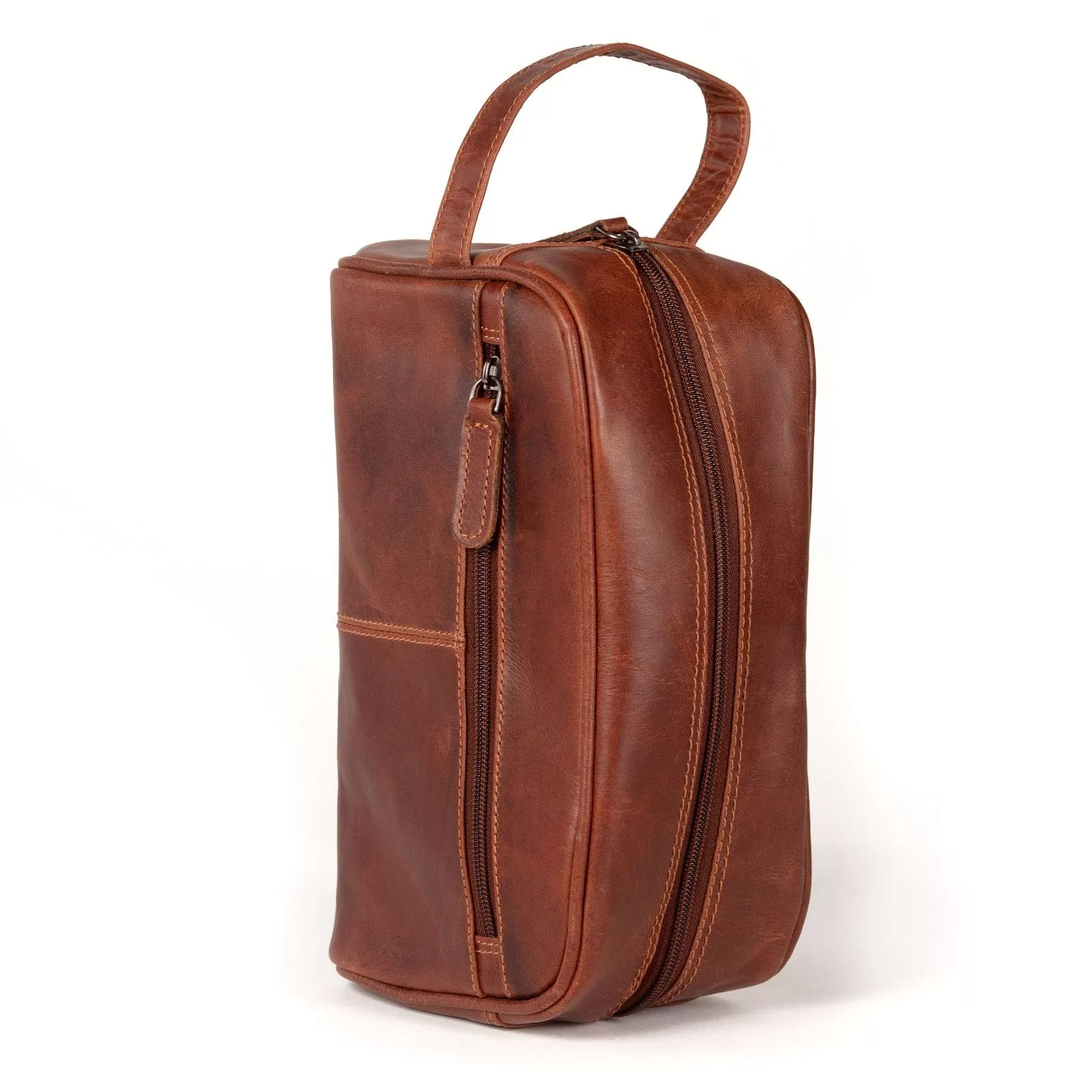 Handmade Bags Luggage Handmade New Genuine Leather Toiletry Bag Dark Rustic Reddish Brown