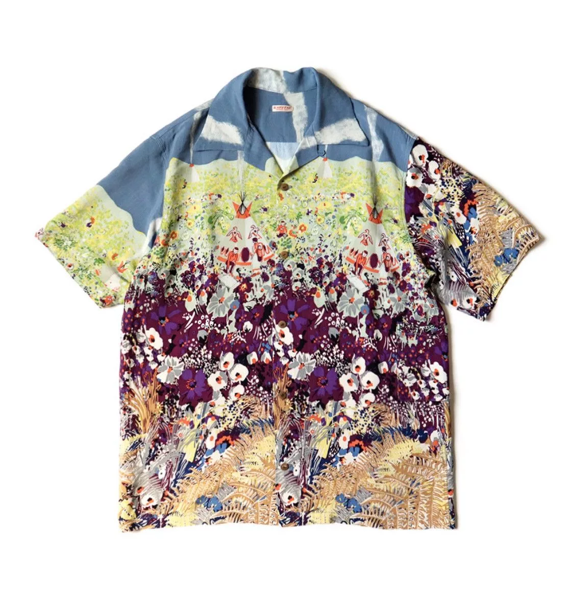 Kapital Shirts Button Ups Kapital Rayon Navajo land Aloha shirt Yellow