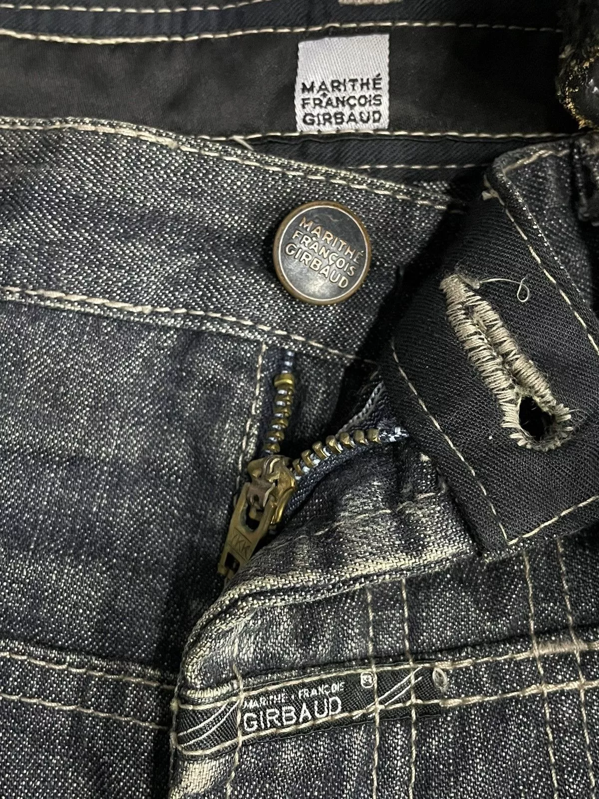 Marithe + Francois Girbaud Denim Marithe + Francois Girbaud × Vintage Y2K Marithe Francois Girbaud Hagi Denim With Leather Belt Gray