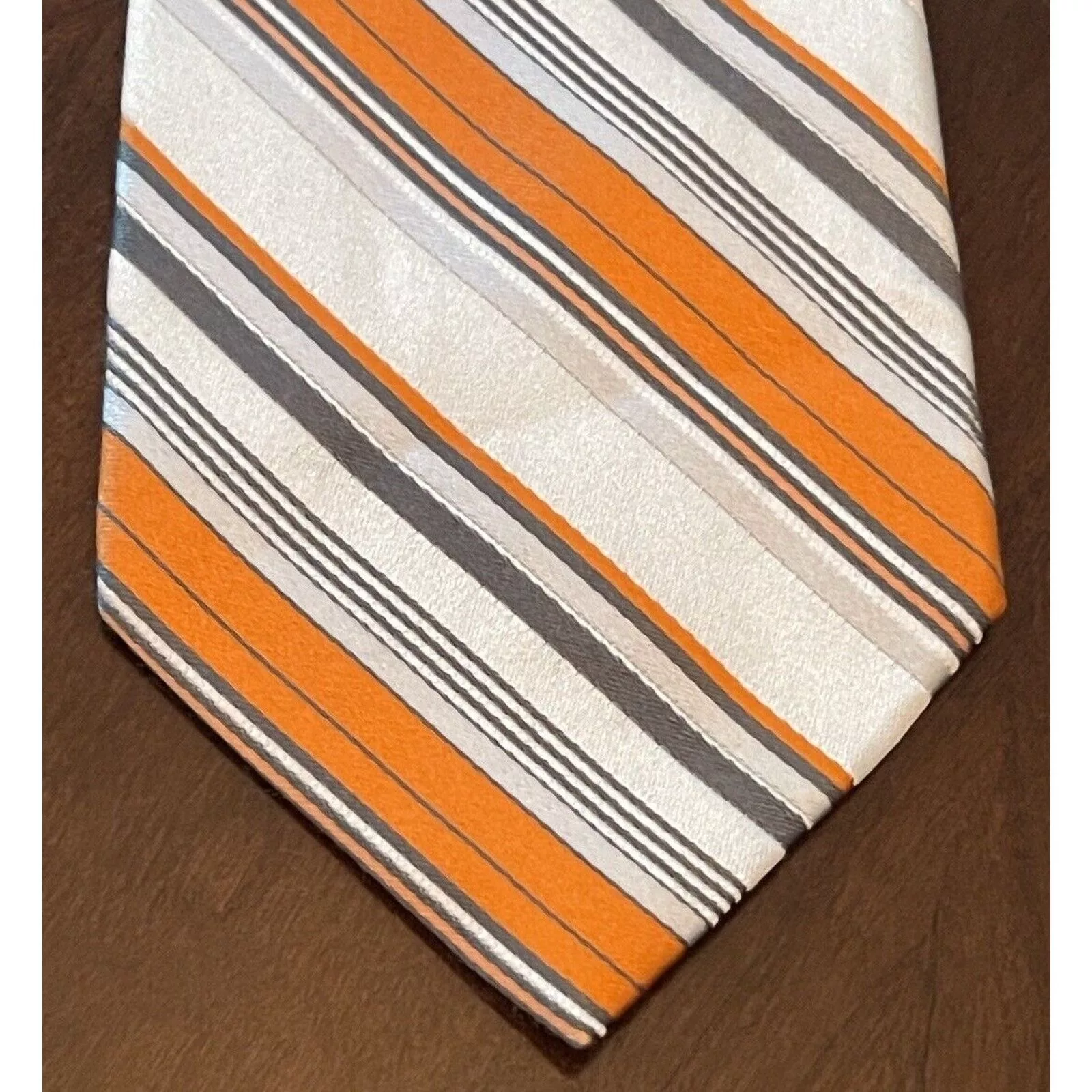 Express Ties Pocketsquares Express Design Studio Orange Gray 100% Silk Made In China Multi
