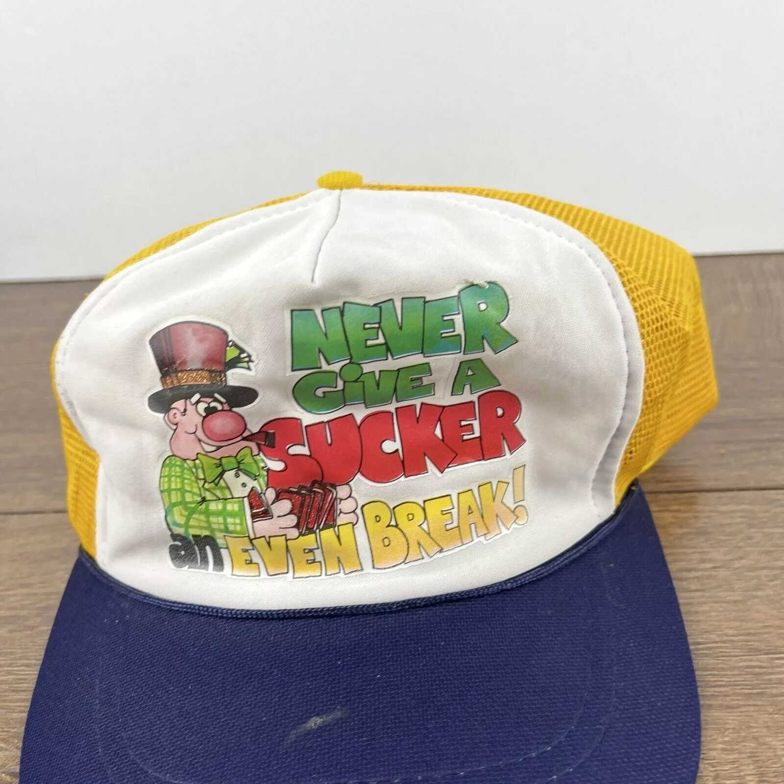 Other Hats Other Never Give a Sucker an Even Break Yellow Hat Adjustable Adul