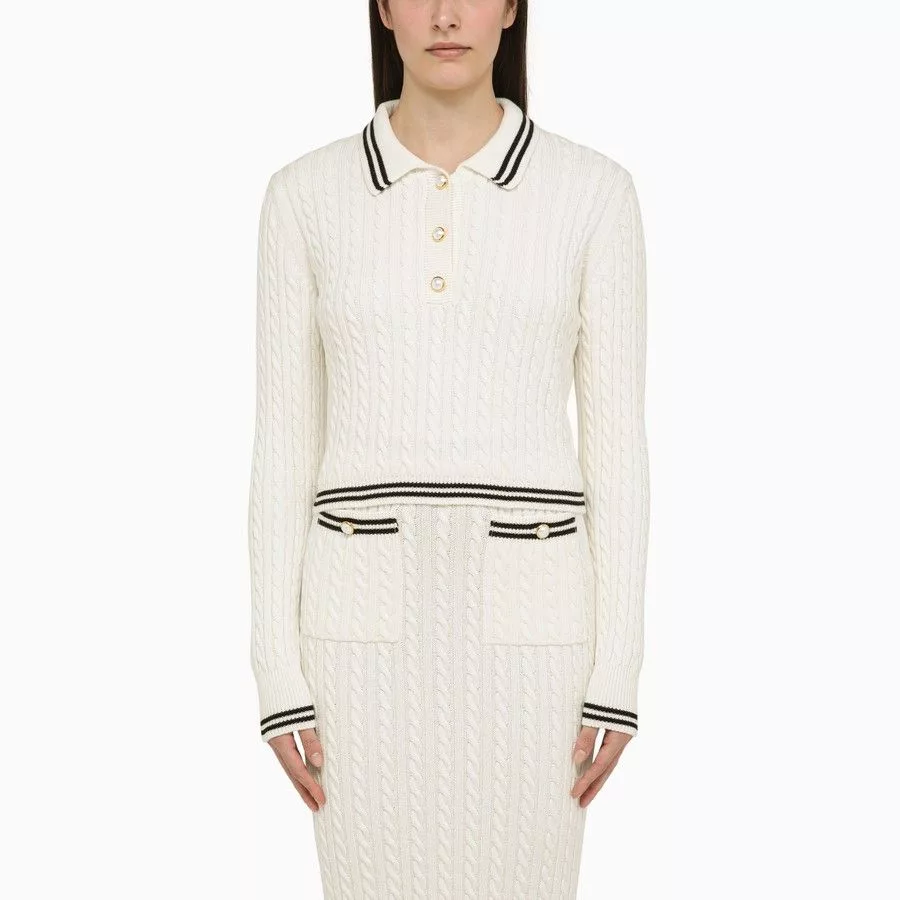 Alessandra Rich Polos Alessandra Rich o1d2blof0724 Polo Shirts in White