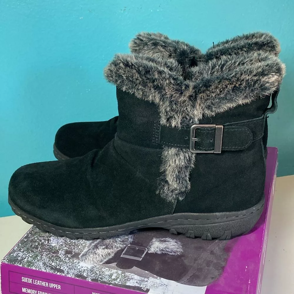 Other Boots Other Khombu Lindsay Black Leather Ankle Boots Size 10