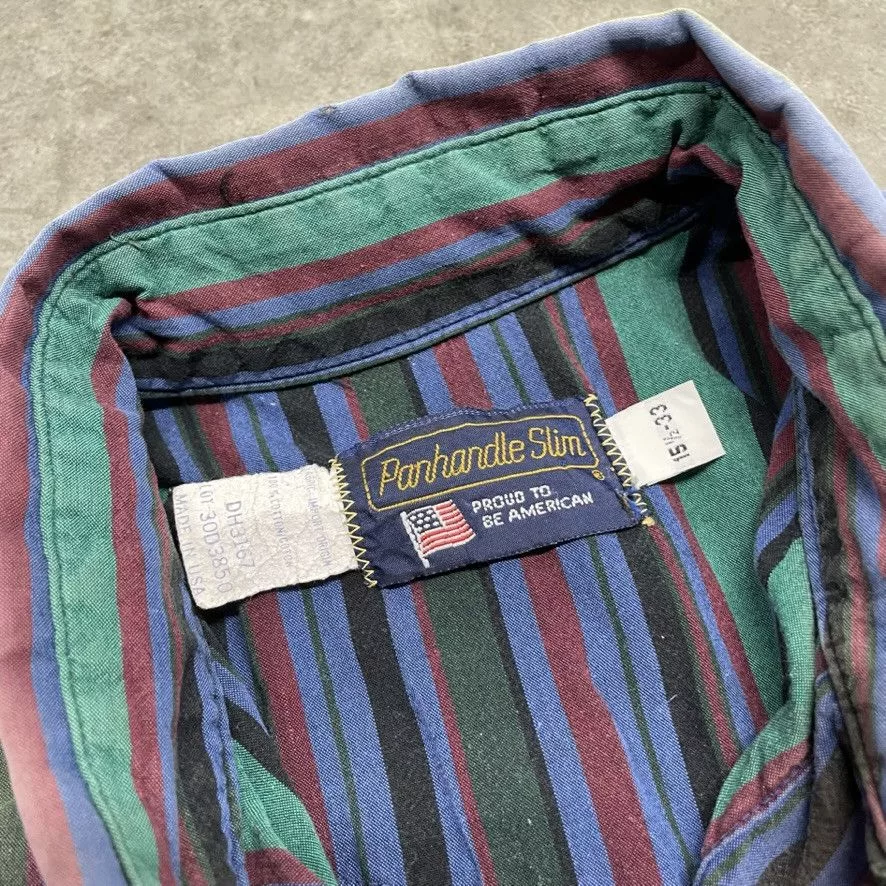 Panhandle Slim Shirts Button Ups Panhandle Slim × Vintage × Wrangler Vintage Striped Multicolored Western Button Up Shirt 90s Blue