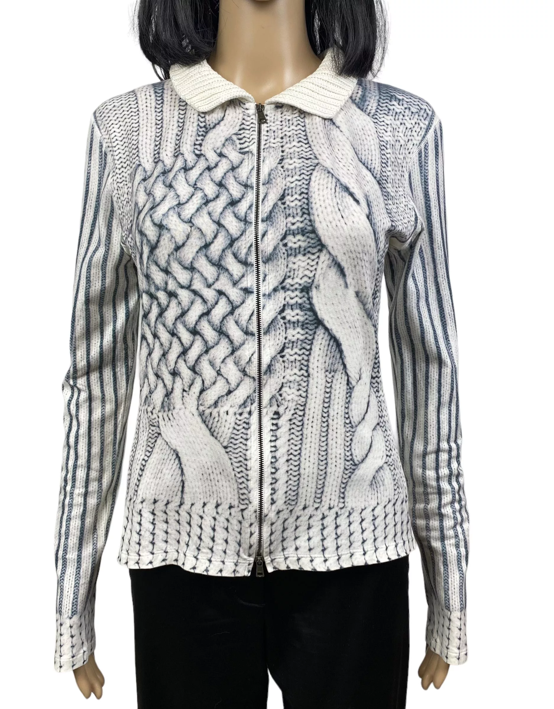 Other Sweaters Other marc cain printed collared knit zip sweater size 3 White