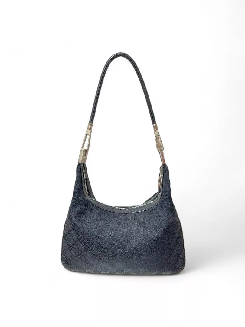 Gucci Handle Bags Gucci - Handbag Silver Black Monogram GG Interlocking Bag