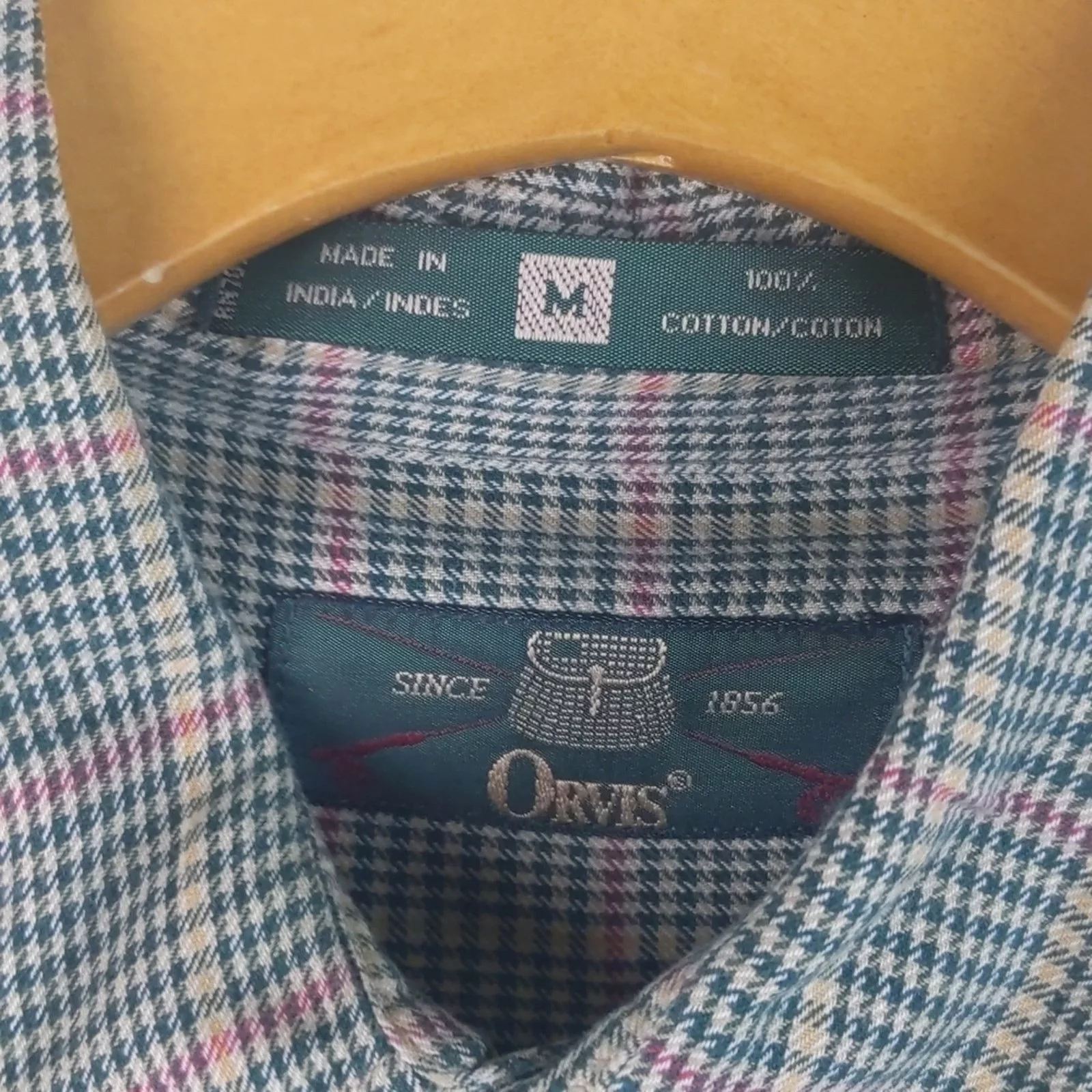 Orvis Shirts Button Ups VTG 90s Orvis Green Herringbone Button Down Flannel Sz MED