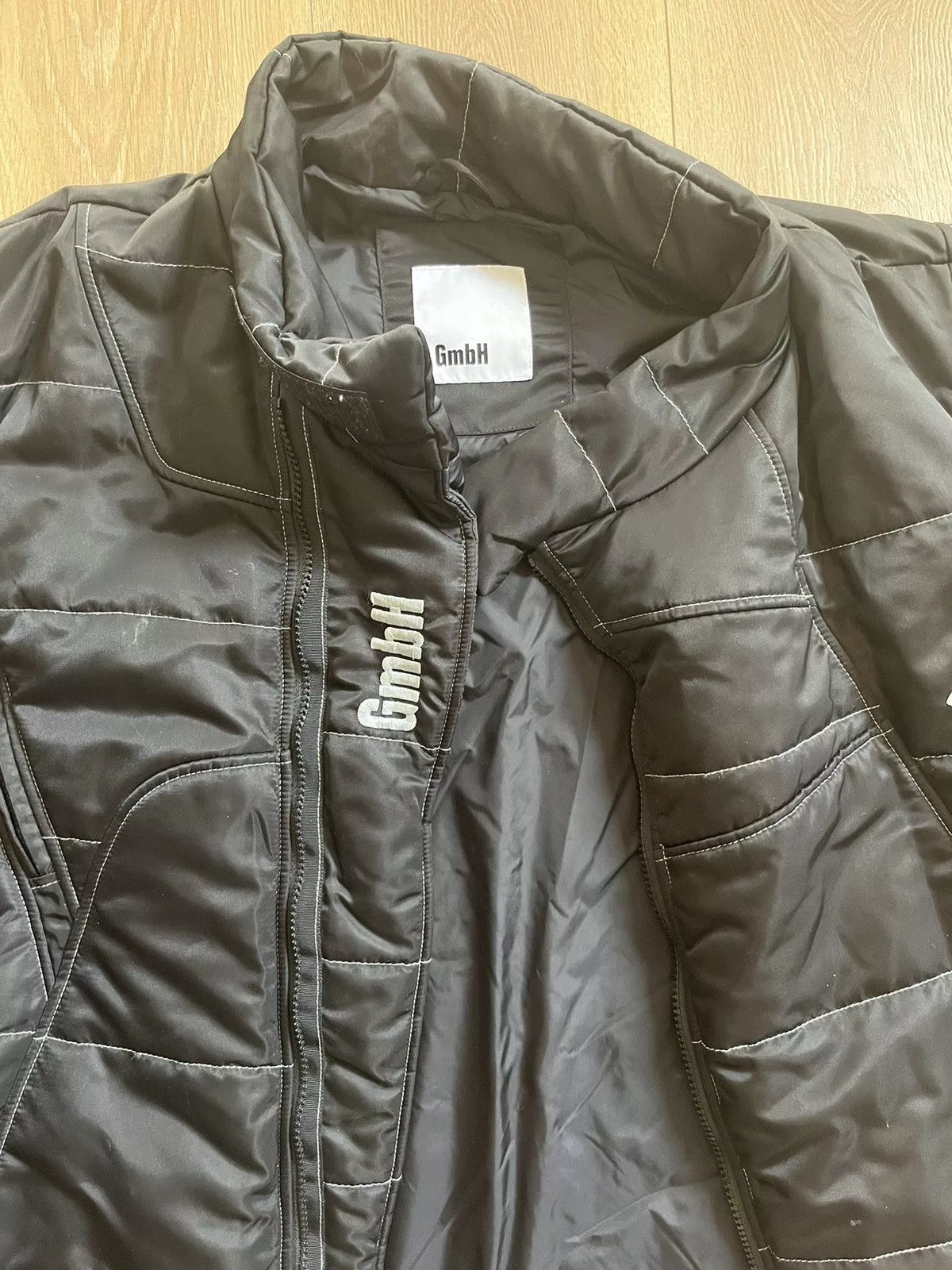 GmbH Down Jackets GmbH x Browns Harris High Neck Embroidered Puffer Jacket Black