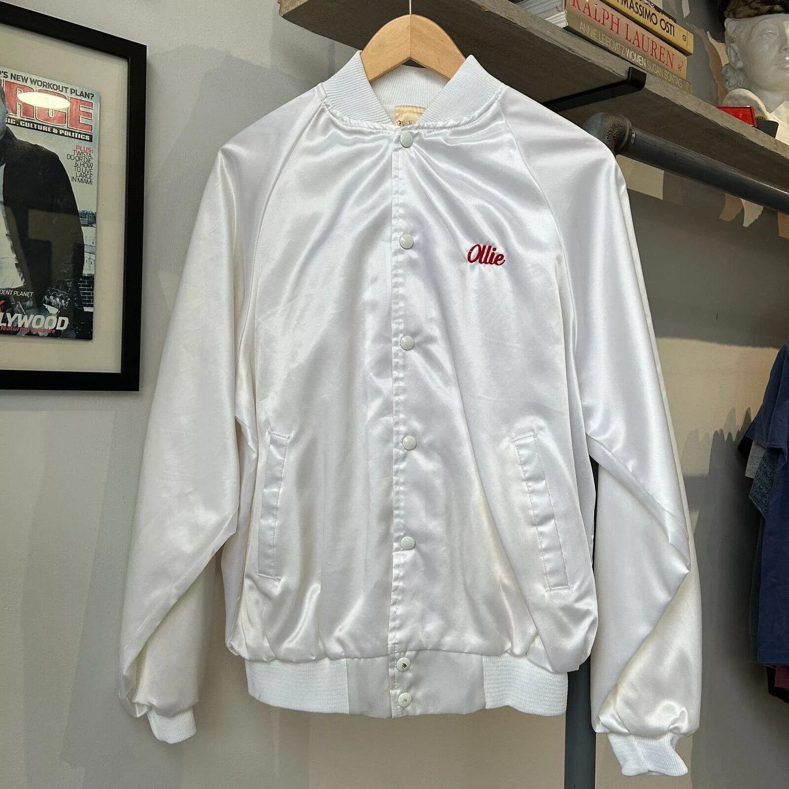 Vintage Light Jackets VINTAGE 80s | Stardust NY Button Snap Bomber Jacket sz M White