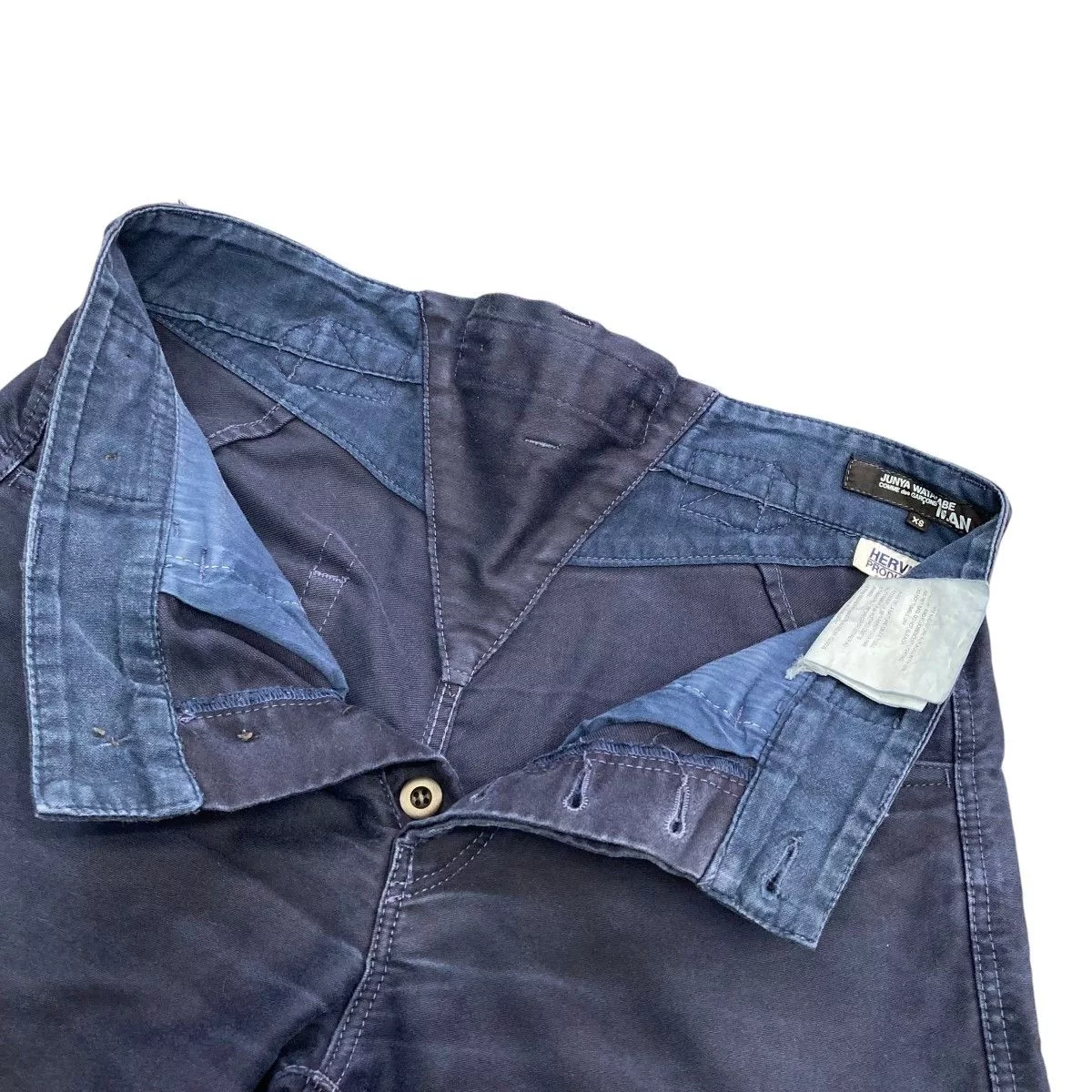 Junya Watanabe Cropped Pants Back Belt Straight Button Fly Navy Blue