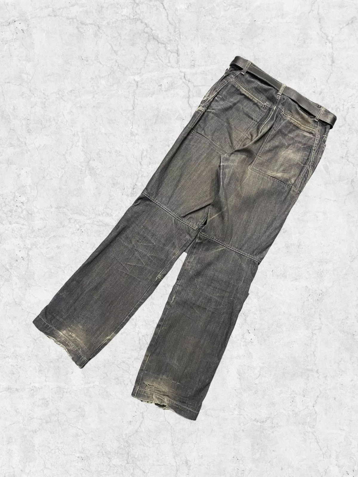 Marithe + Francois Girbaud Denim Marithe + Francois Girbaud × Vintage Y2K Marithe Francois Girbaud Hagi Denim With Leather Belt Gray