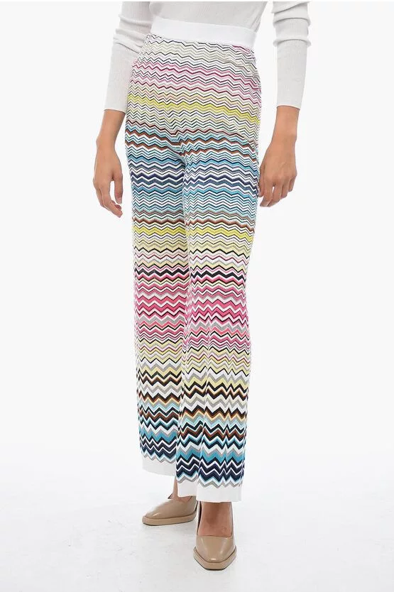 Missoni Pants Missoni og1mm0724 Knitted Palazzo Motif Pants in Multicolor