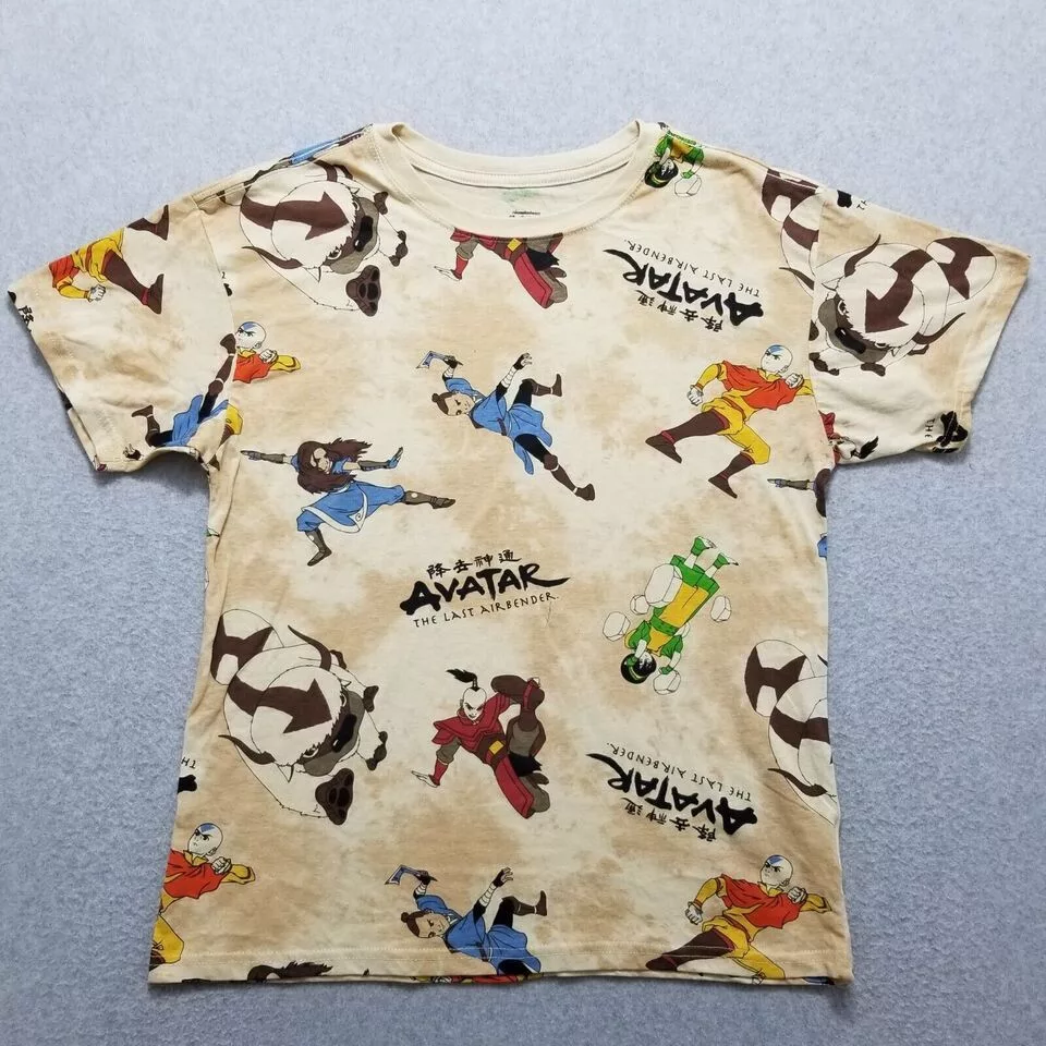 Nickelodeon Short Sleeve T Shirts Nickelodeon Avatar Shirt Mens Small All Over Print Brown