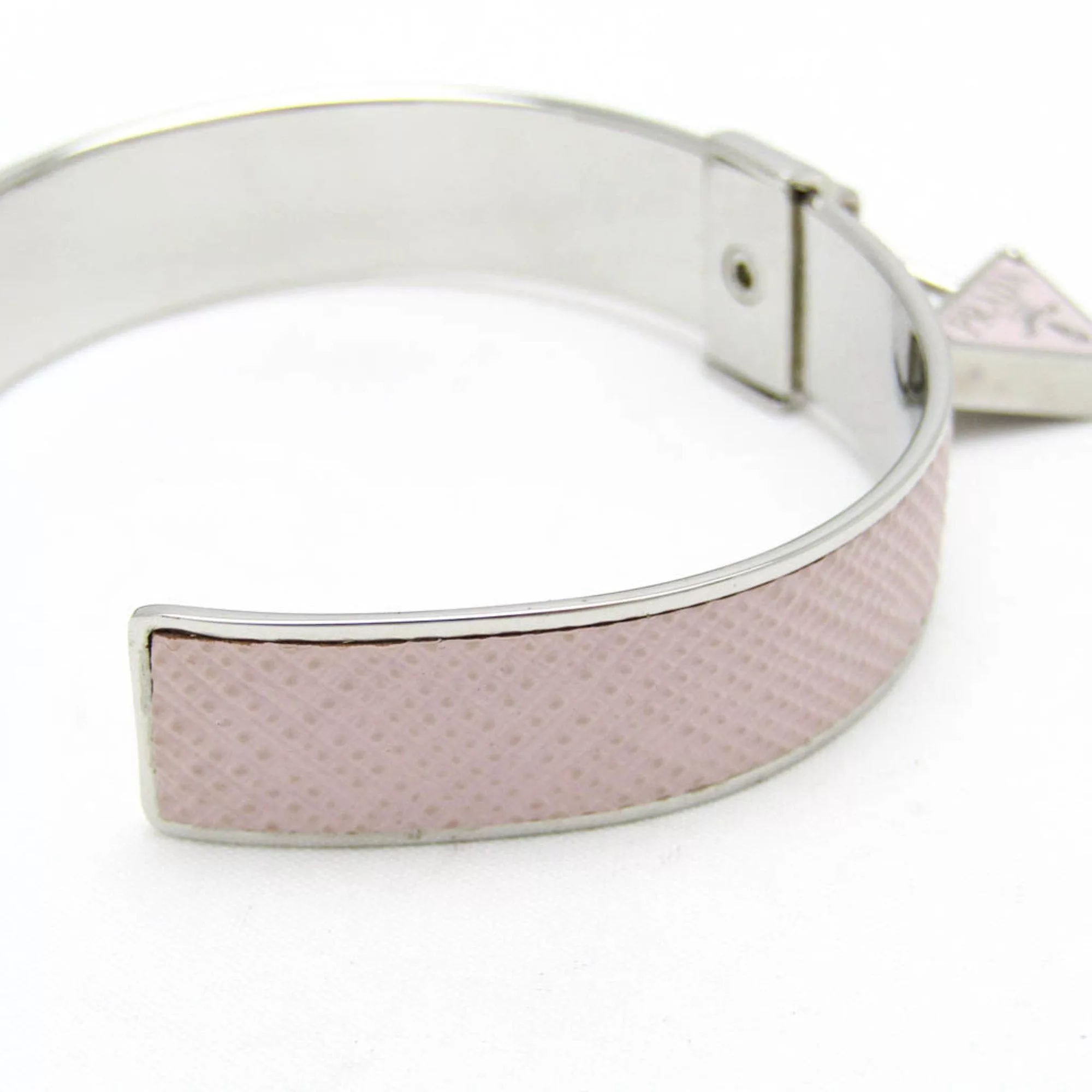 Prada Bracelets Prada 1IB375 Leather,Metal No Stone Bangle Light Pink,Silver