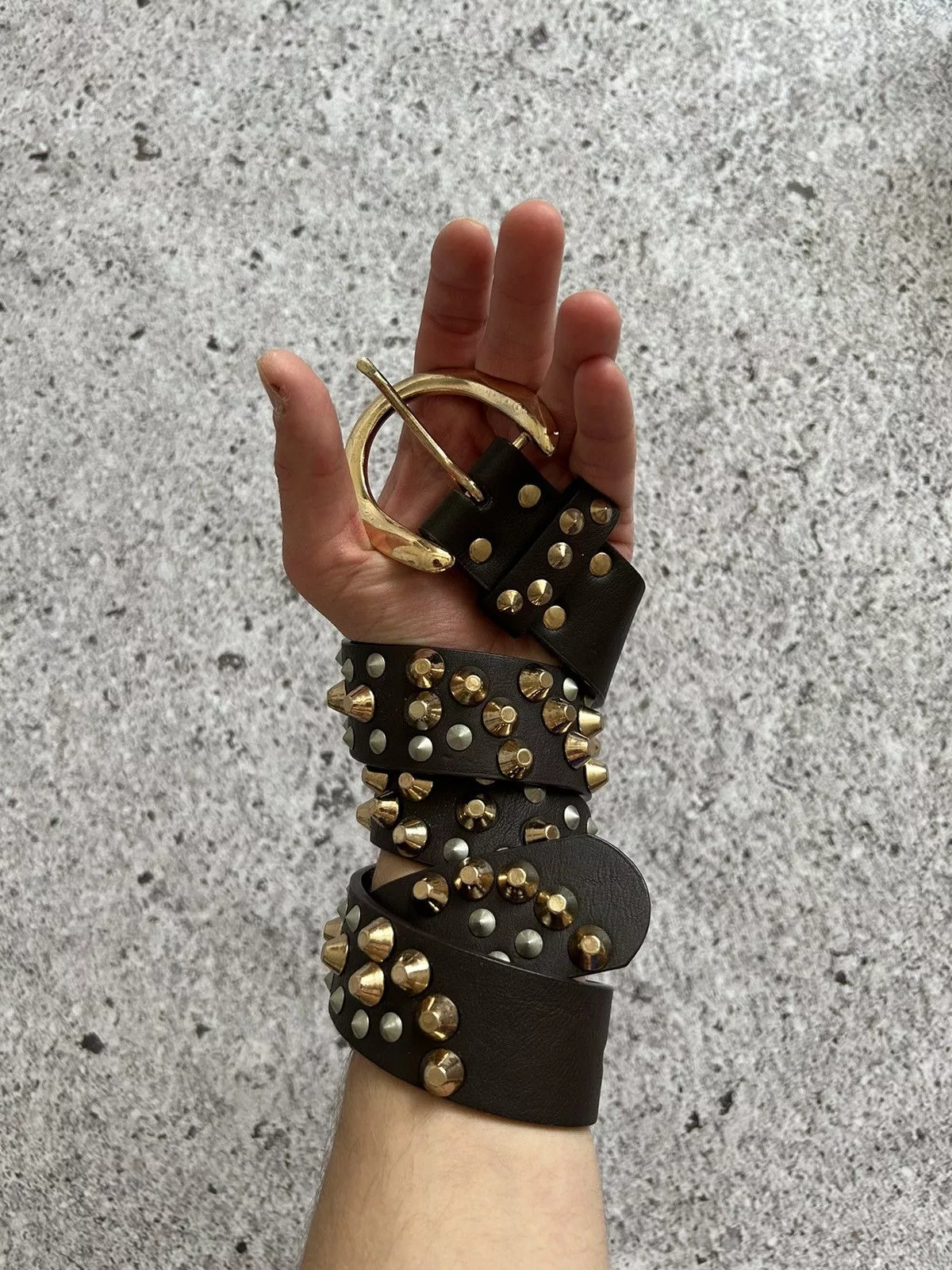Japanese Brand Belts Japanese Brand × Vintage Vintage 90s Japanese Metal Punk Rock Emo Goth Spiked Belt Black Avant-Garde