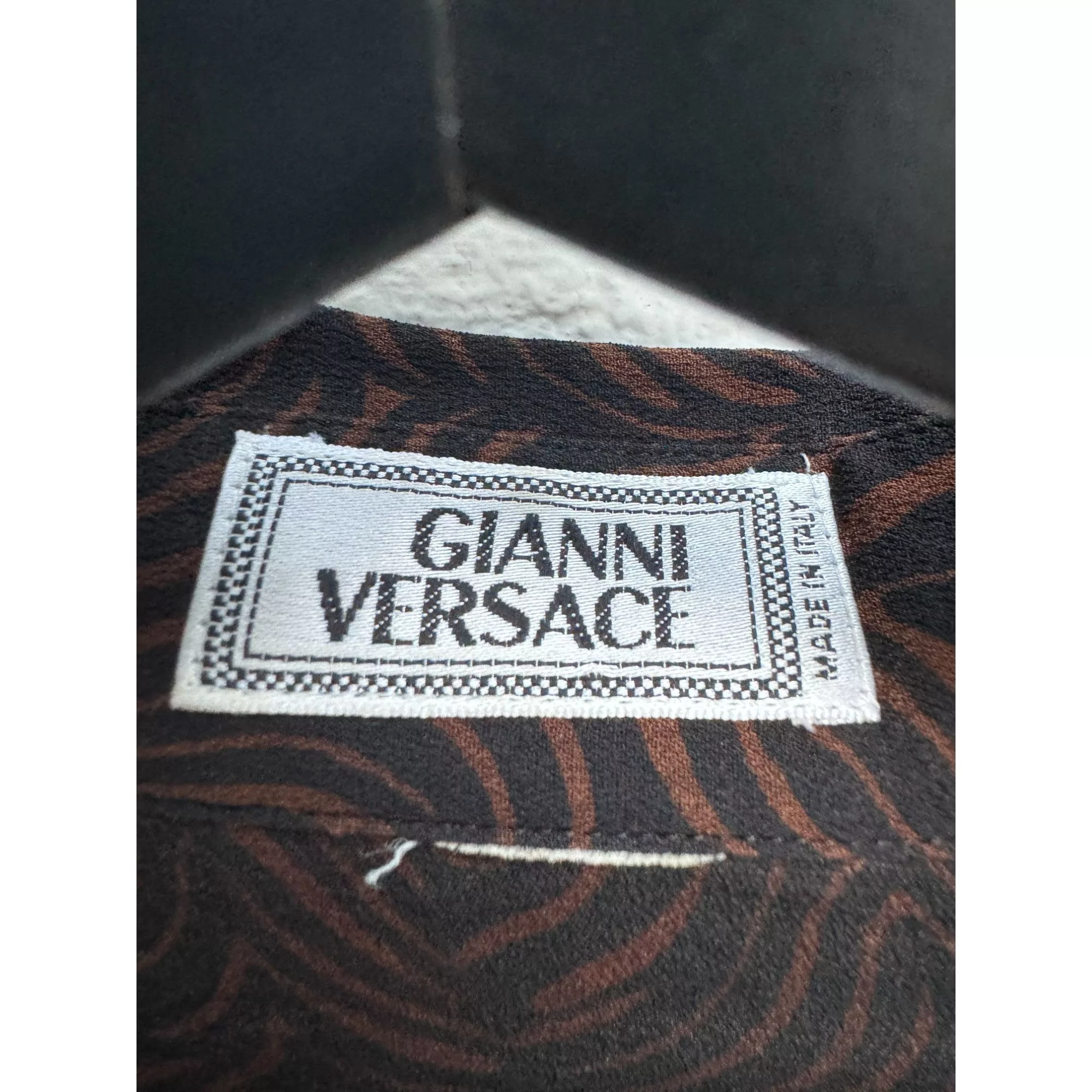 Versace Button Ups Versace Brown Silk Printed Leopard Shirt