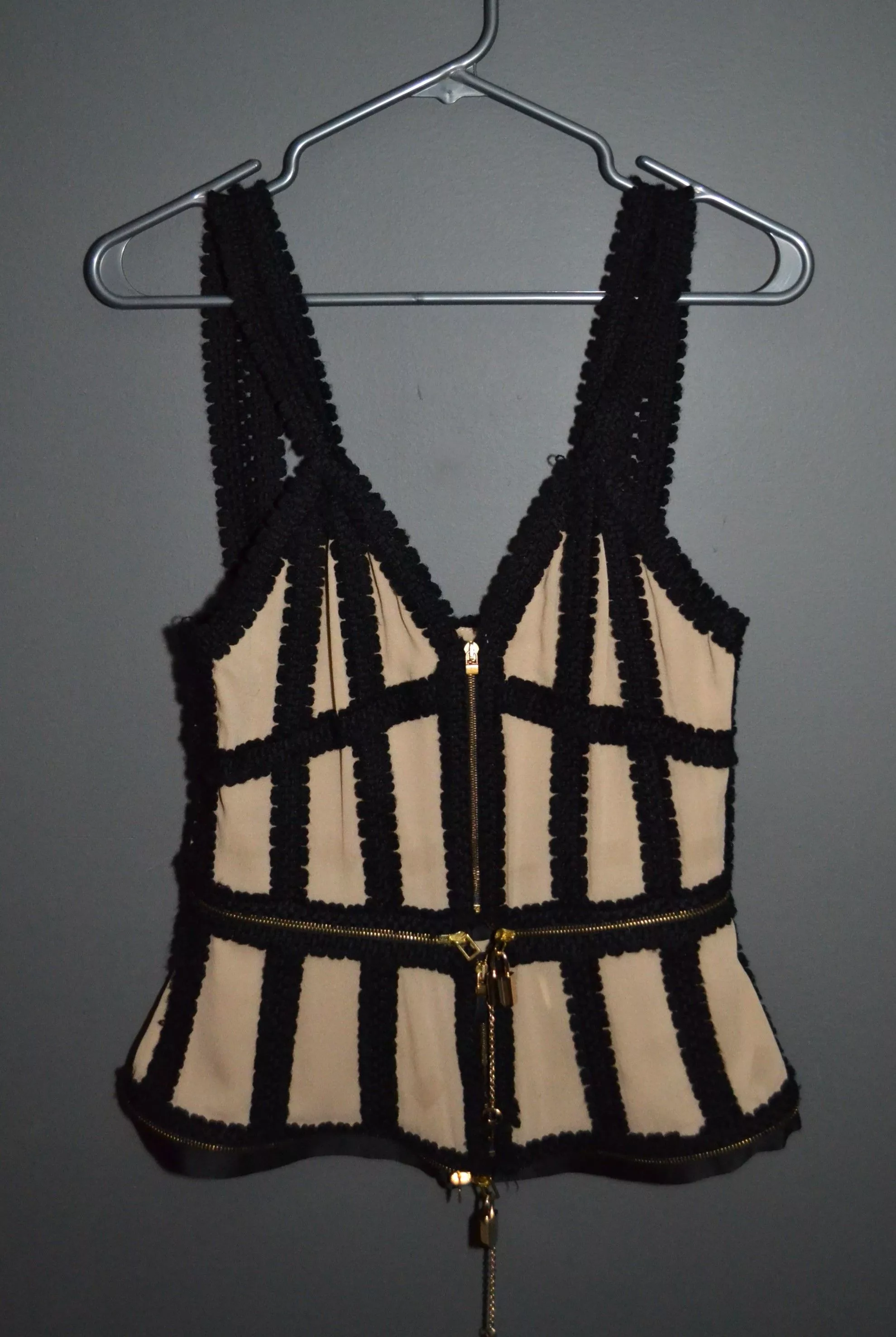 Alexander McQueen Midi Dresses Alexander McQueen 2003 Lock Key Transformable Silk Dress 42 Beige