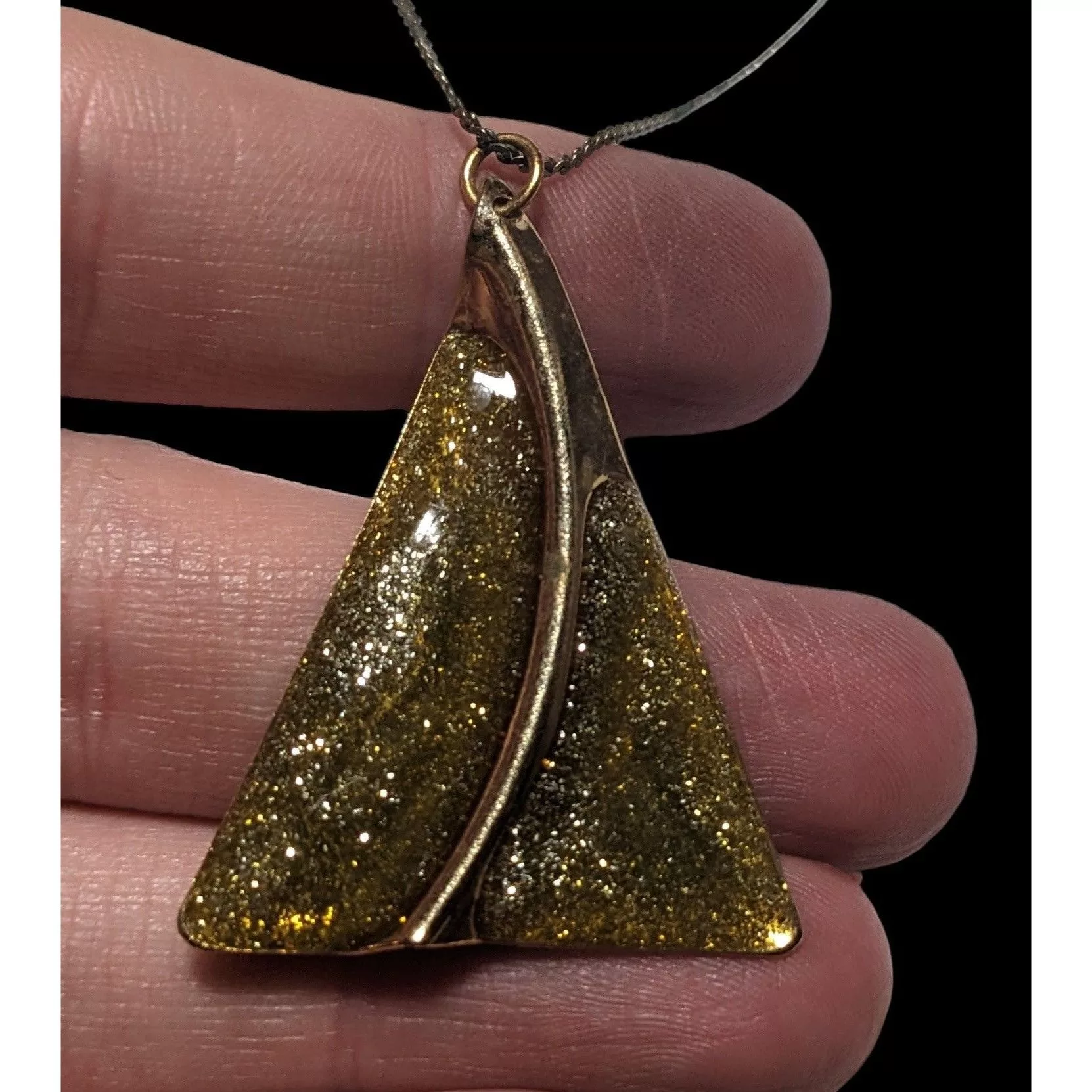 Other Necklaces Other Gold Glitter Triangle Pendant Necklace