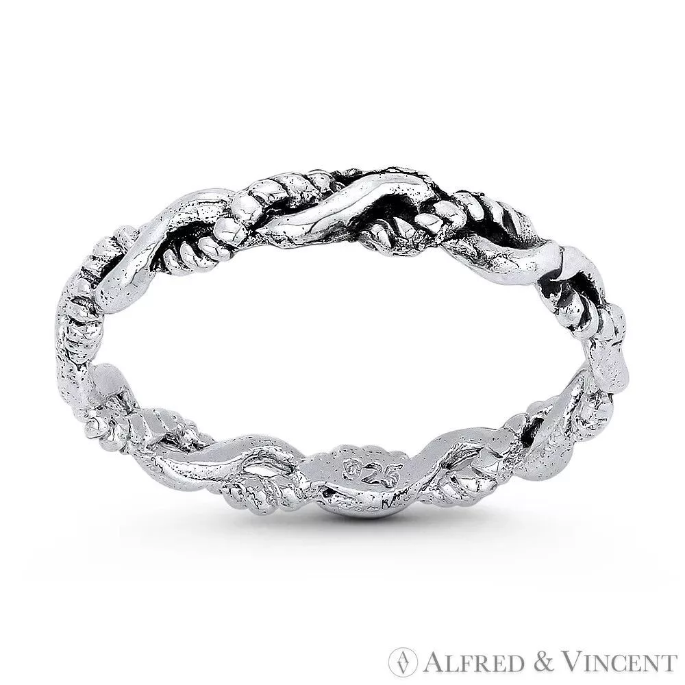 Other Rings Other 2.5mm Twist-Rope Crossover Right Hand Ring Silver