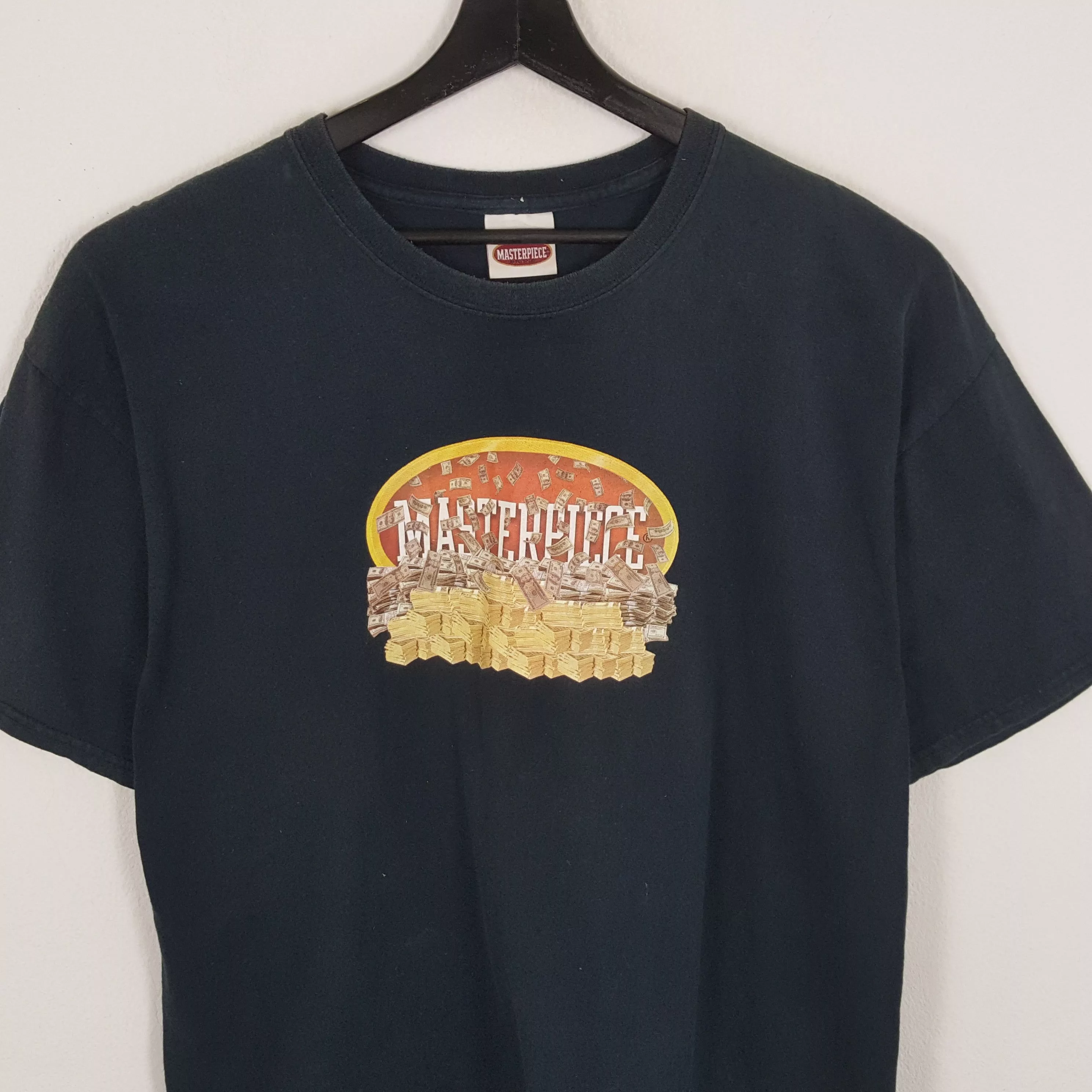MasterPiece Short Sleeve T Shirts MasterPiece × Vintage MASTERPIECE Center Design Streetwear Skateboard Style Tshirt Blue