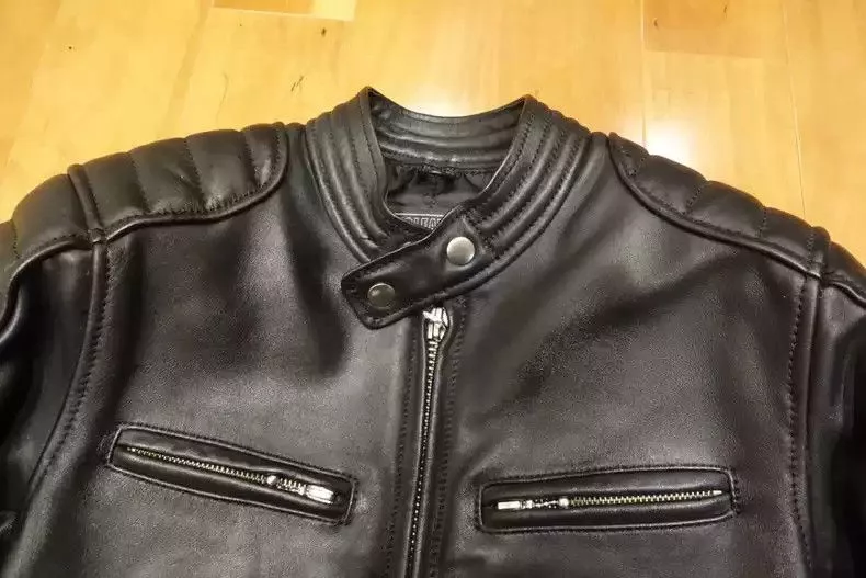 Kadoya Leather Jackets kadoya Straight-pull collar leather coat, Black