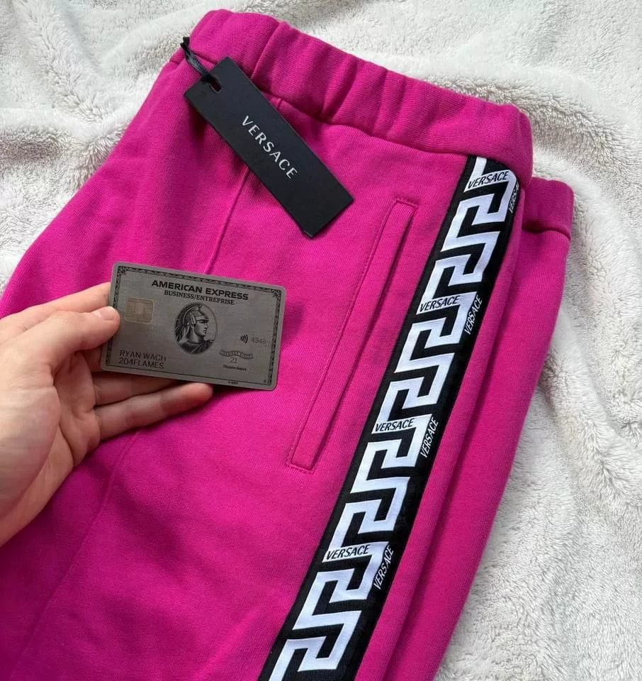Versace Sweatpants Joggers Versace Pink Greca Sweatpants