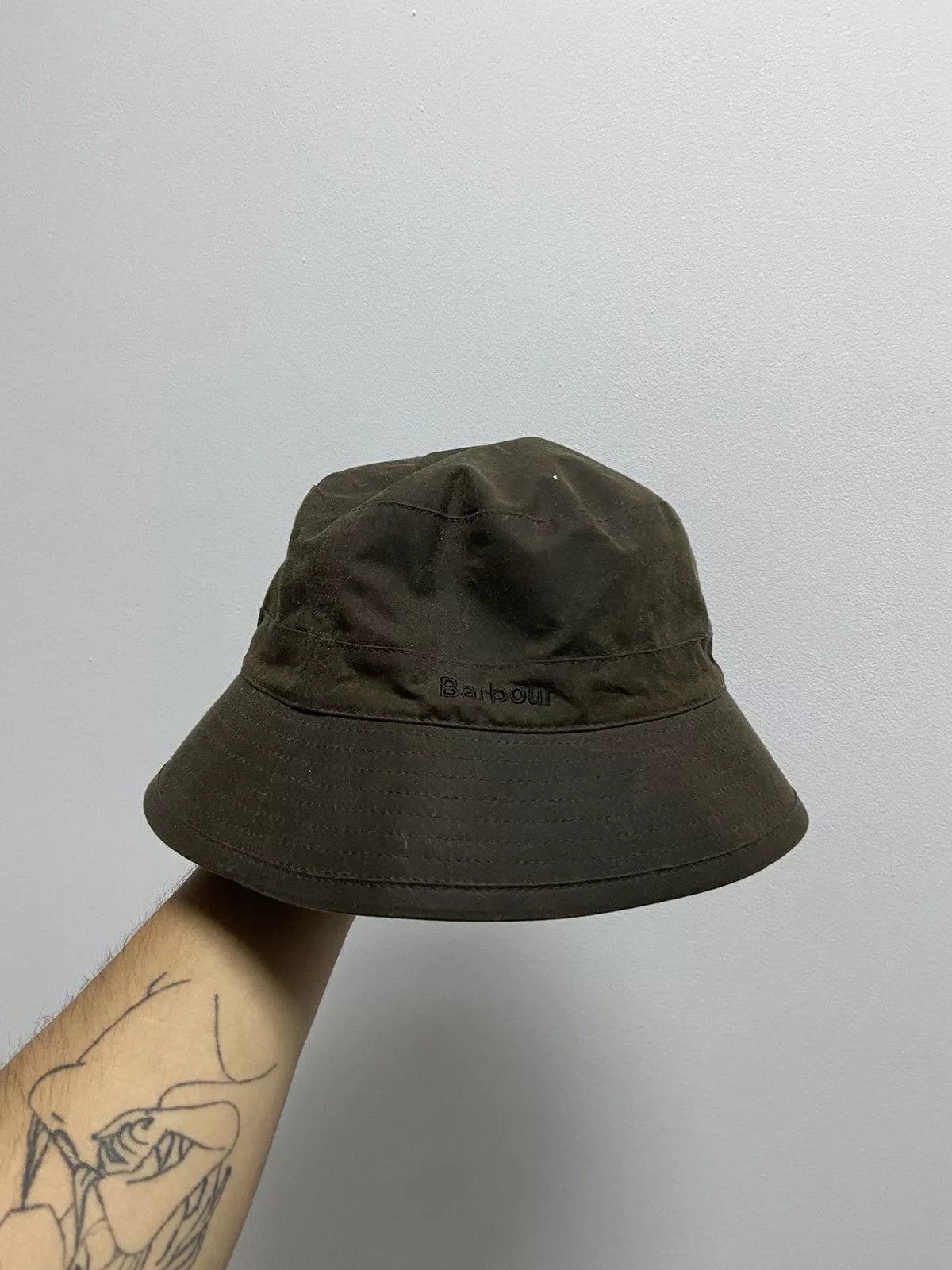Barbour Hats Barbour × Vintage Barbour Panama Hat Vintage Small Logo Burberry Check Black Streetwear