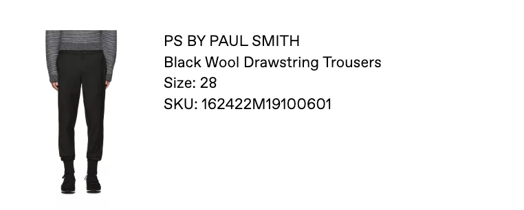 Paul Smith Casual Pants PS by Paul Smith Black Wool Drawstring Trousers