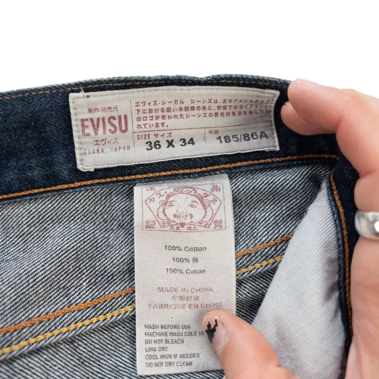 Evisu Denim Vintage Evisu Double Gull Elasticated Cuff Jeans Size W34 Blue