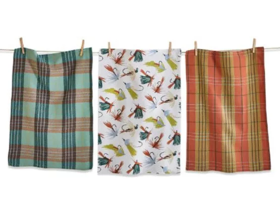Fishing Flies Dishtowel 3 Set