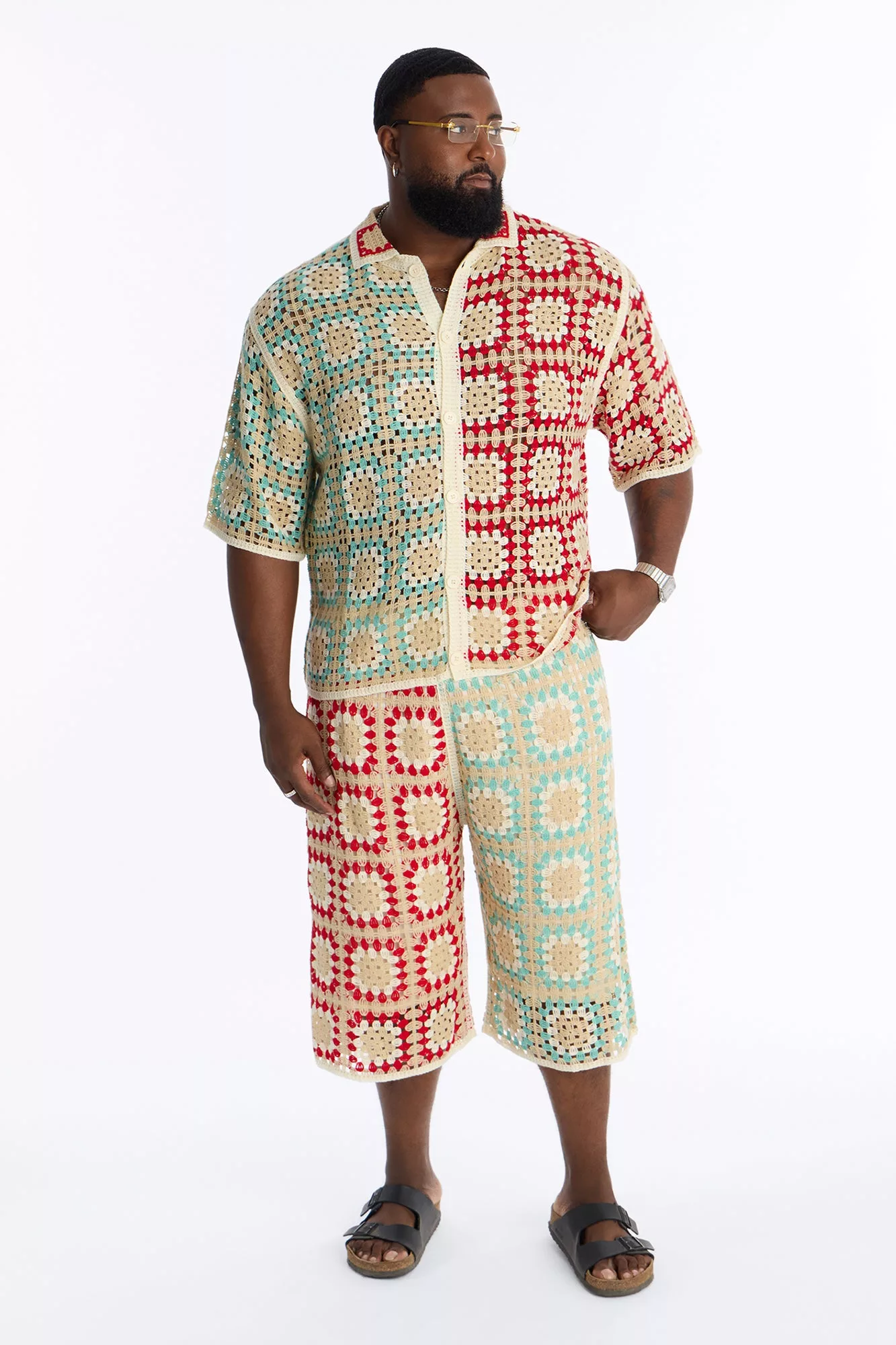 La Playa Crochet Cross Stitch Short - Multi Color