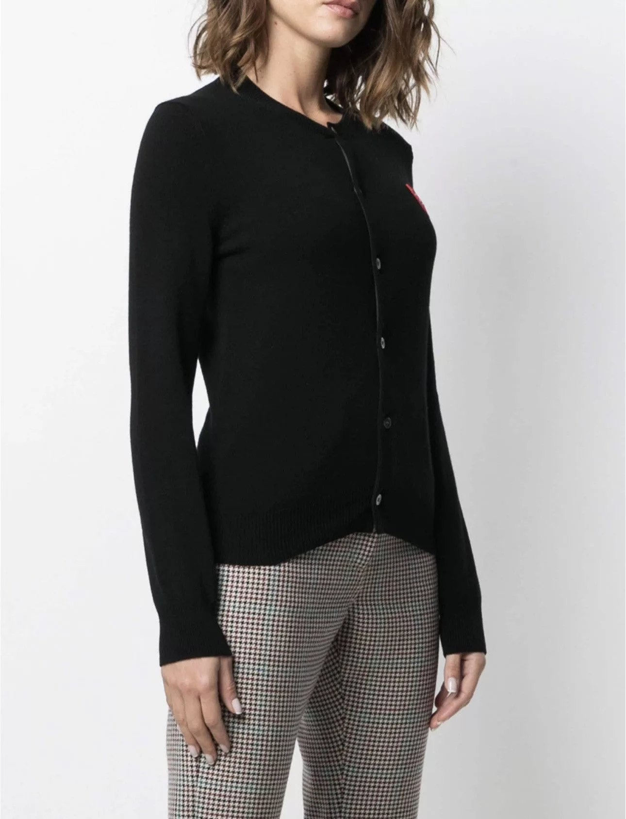 Comme des Garcons PLAY Sweaters Comme des Garcons PLAY Comme Des Garćons Play overlapping heart wool cardigan Black