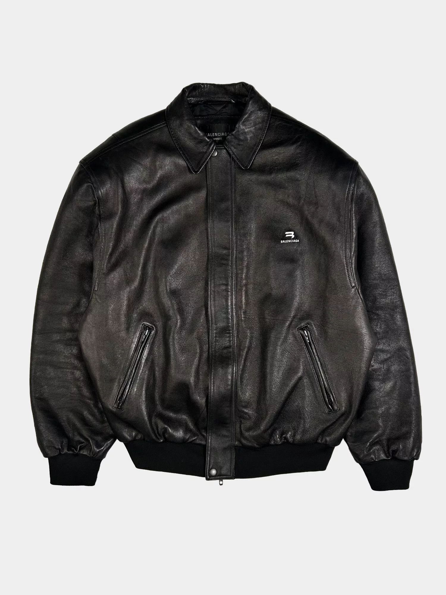 Balenciaga Leather Jackets BALENCIAGA Sporty B Leather Taxi Jacket SS2022 Black