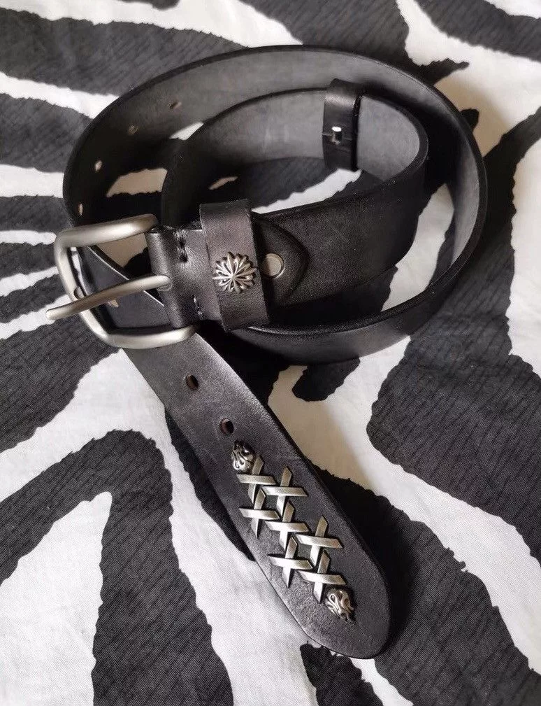 Japanese Brand Belts Japanese Brand × Vintage Retro studded western cowboy leather belt Gray Streetwear