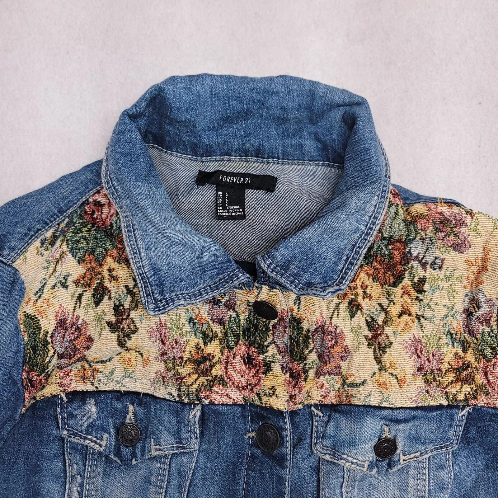 Forever 21 Jackets Forever 21 Button Up Denim Jean Jacket Womens Size L Blue
