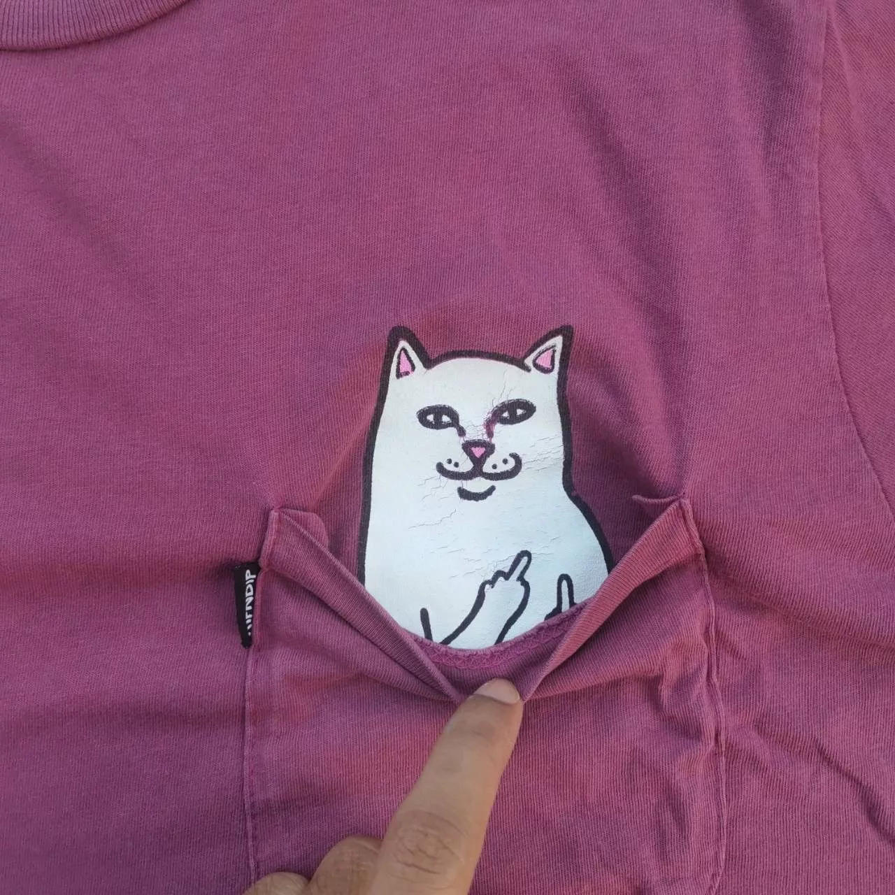 Designer Short Sleeve T Shirts Designer × RIPNDIP RipNDip “ Cat Fuck “ pocket t Red Streetwear