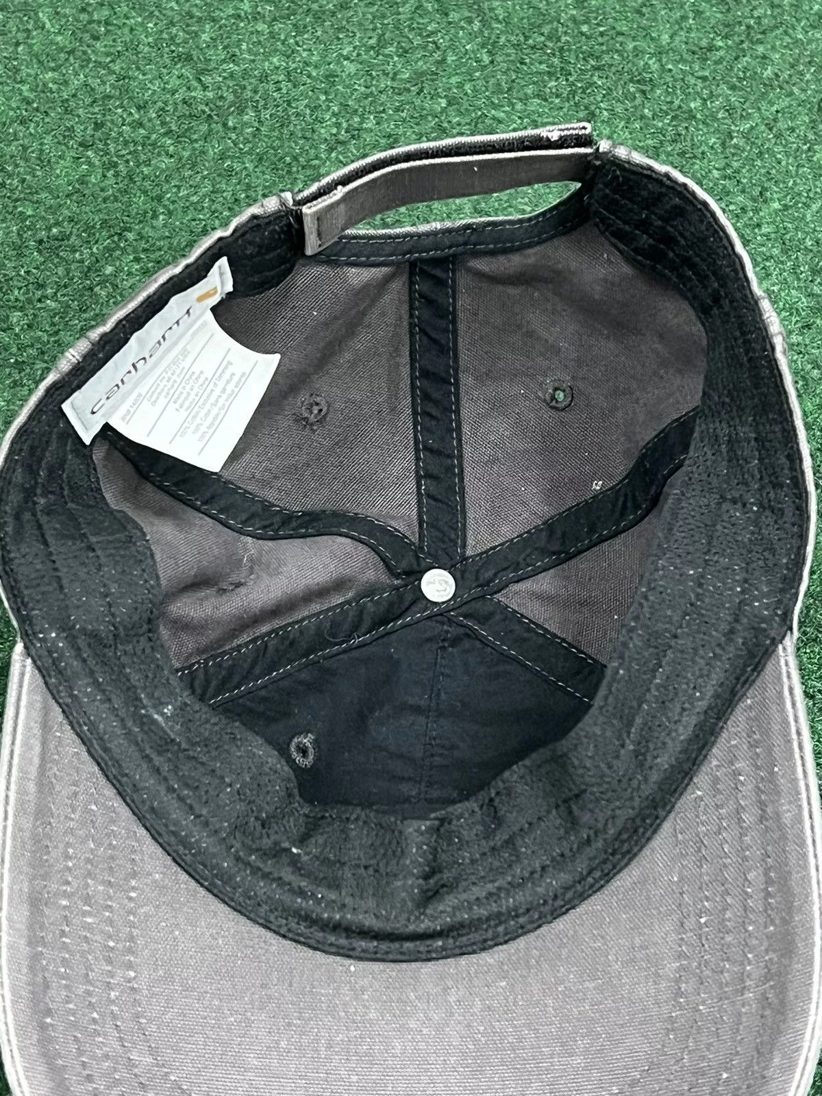 Carhartt Hats Carhartt Leather Patch Strapback Hat Gray Workwear