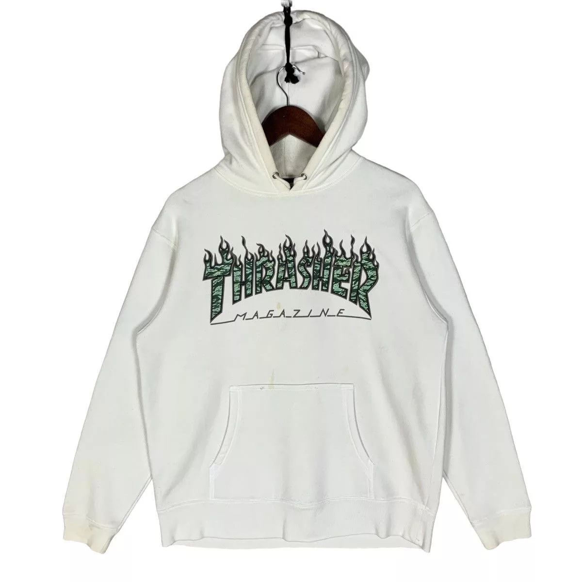 Thrasher Sweatshirts Hoodies Thrasher × Vintage Vintage Thrasher Magazine Big Logo Hoodie Size M White