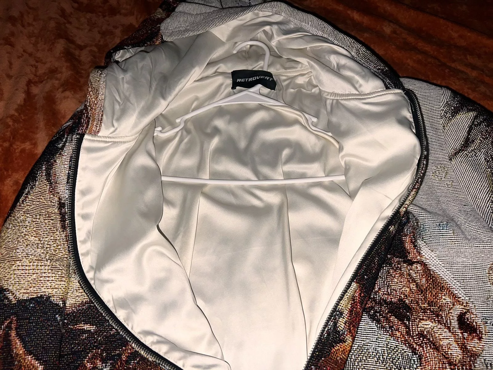 Vintage Light Jackets Vintage Retrovert fully embroidered horse jacket White Streetwear